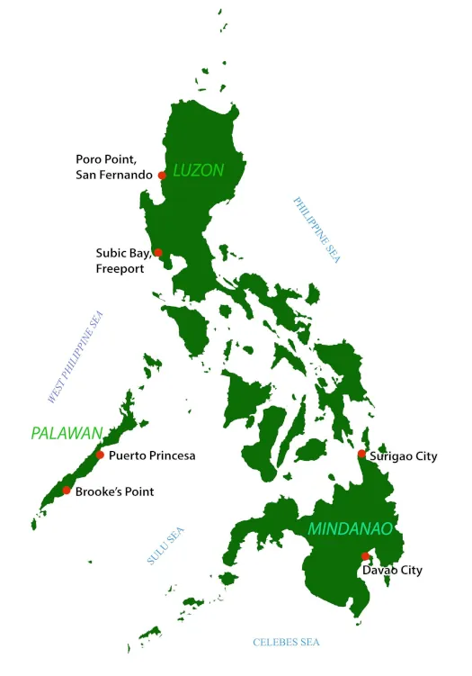 map philippines showing QIC clearance ports
