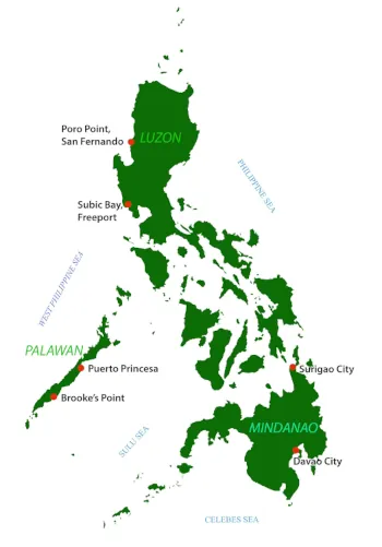 map philippines showing QIC clearance ports