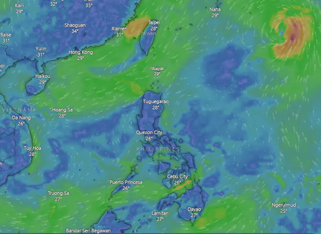 typhoon weather image from windy.com